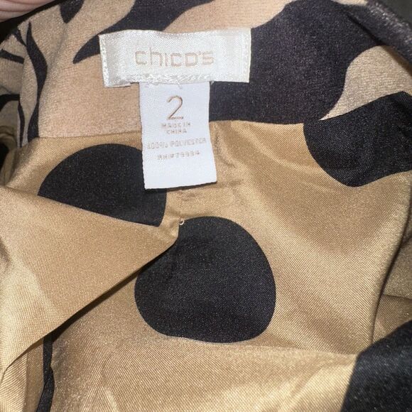 CHICOS Jacket Size 2 Black Brown Zebra Stripe Animal Print Zip Front Long Sleeve - Picture 9 of 9